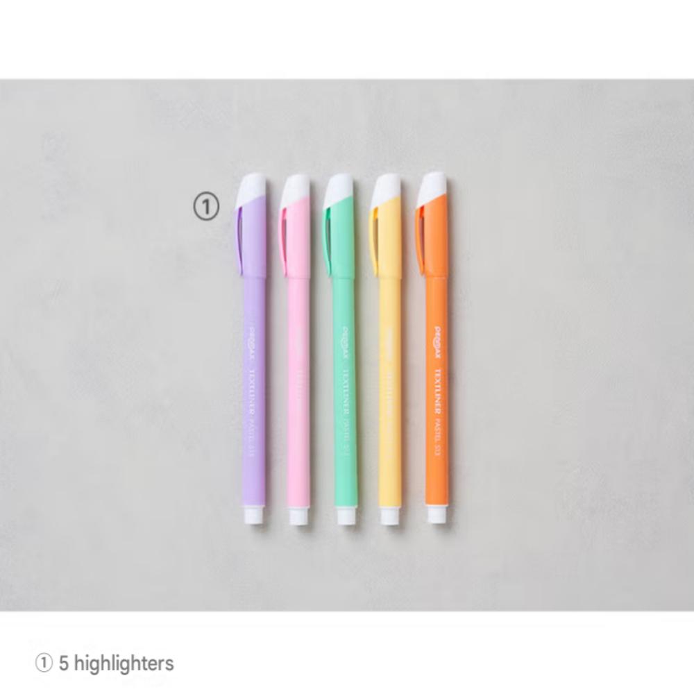 5 surligneurs pastel 4 mm doux
