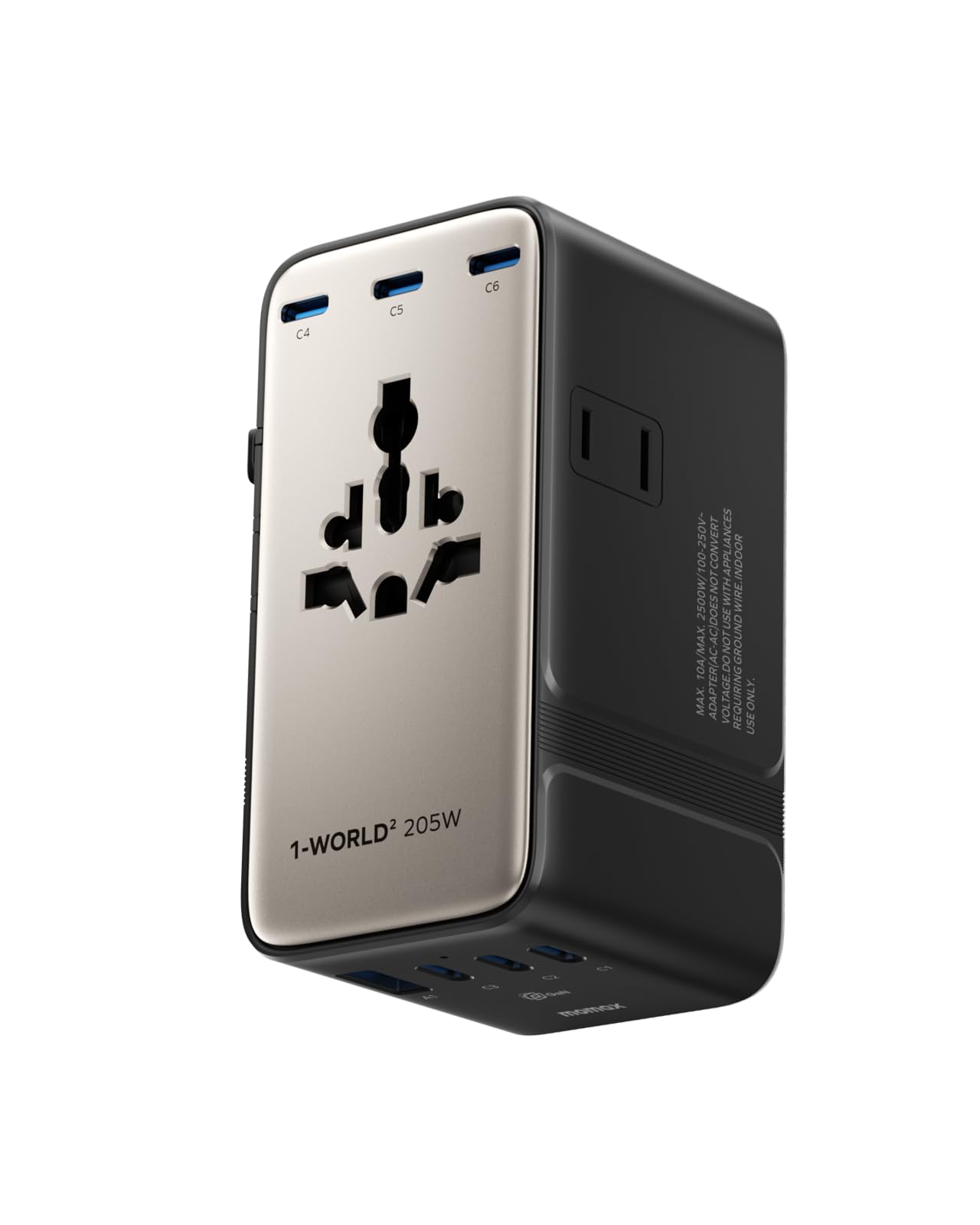 

MOMAX 205W PD GaN Converter Adapter, Fast Charging, 9-Device Simultaneous Charge, International Compatible, 6 PD USB-C Adapters, 1 QC USB-A Adapter,