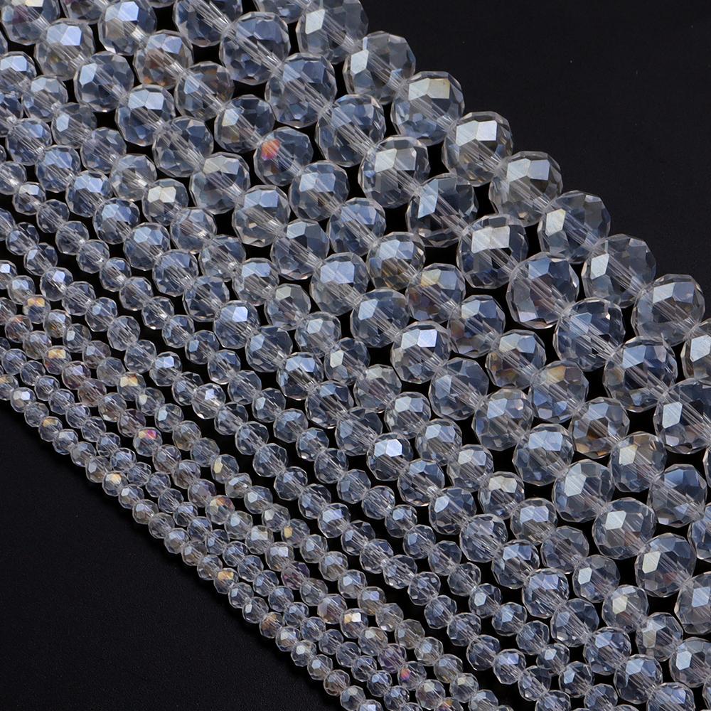 3/4/6/8/10mm Austria Faceted Glass Crystal Beads White Loose Spacer Beads For Jewelry Making DIY Bracelet Necklace Accessories