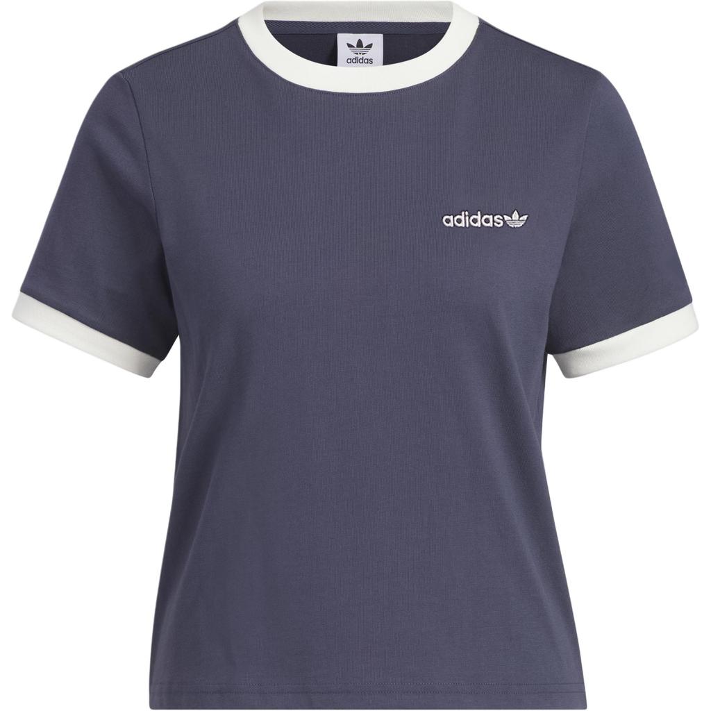 Adidas Originals Retro Camp Graphic Simple Round Neck Pullover Short Sleeve T-Shirt Women T-Shirts Dark-Blue JM7973