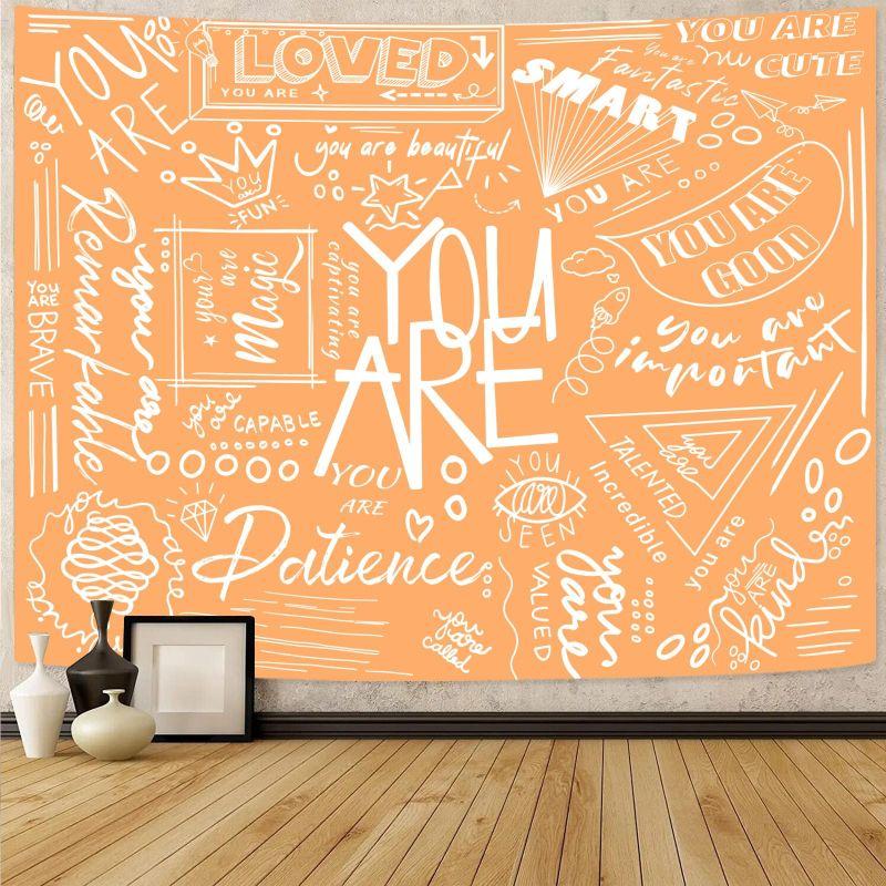 Ciepły inspirujący gobelin, Pozytywna energia graffiti wiszące na ścianę, Motywacyjny wystrój ścienny do sypialni, akademika