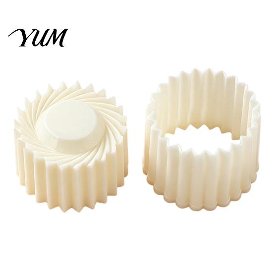 Kitchen Baking Tools 2-in-1 Round Mooncake Mold, Double Ended Pastry Press with Scallop And Non-stick Cookie Spiral Embossing for DIY Baking, Handheld