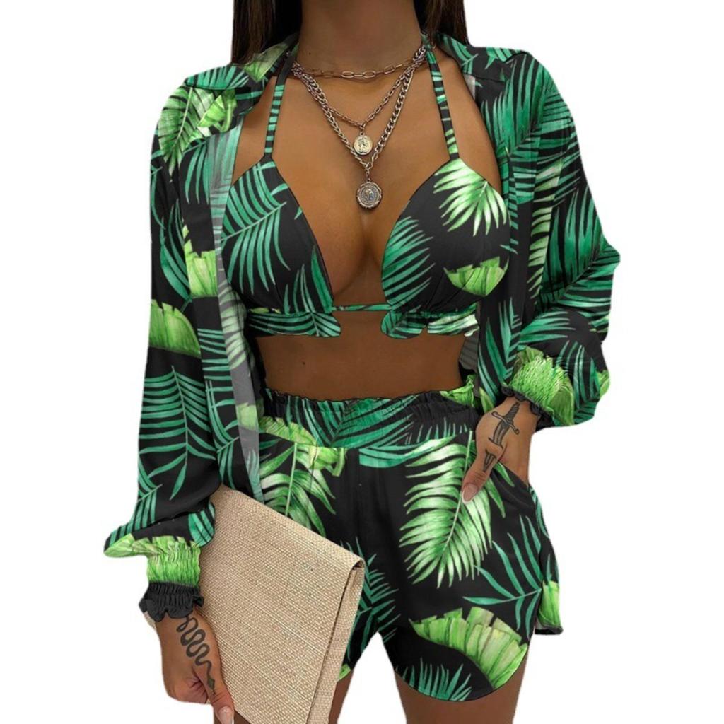 Women's Sexy Three Piece Suit,Beach Fashion Shorts Suit