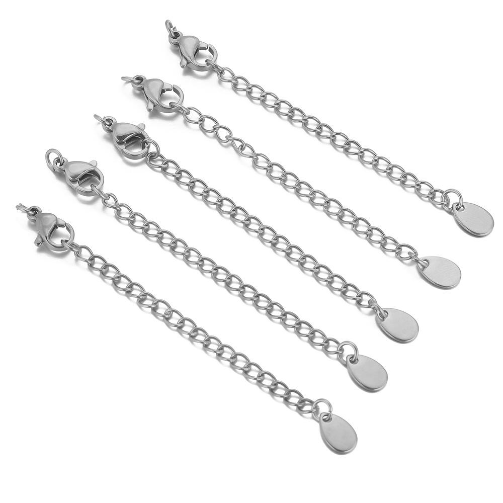 Stainless Steel & Titanium Necklace Extension with Lobster Clasp & Beaded Tail - DIY Accessory Set