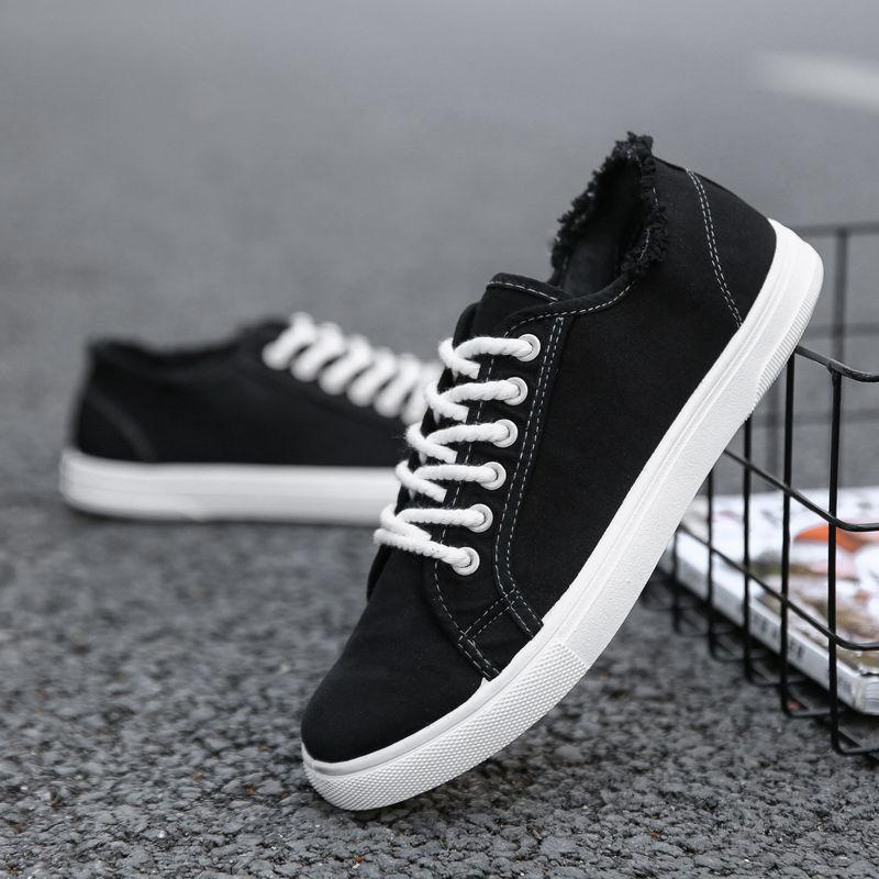 

Fashion White Canvas Shoes Men Casual Platform Shoes Designer Mens Canvas Sneakers Street Vulcanized Shoes Men Zapatillas Hombre Male CN 39 чёрный