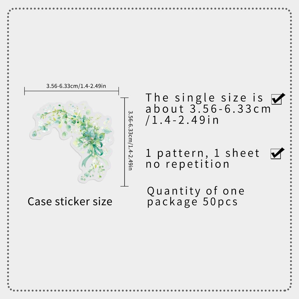 Assorted 50PCS Clear PET Floral Art Stickers Fresh Flower Plant Aesthetic Waterproof Decals for DIY Journal Scrapbook