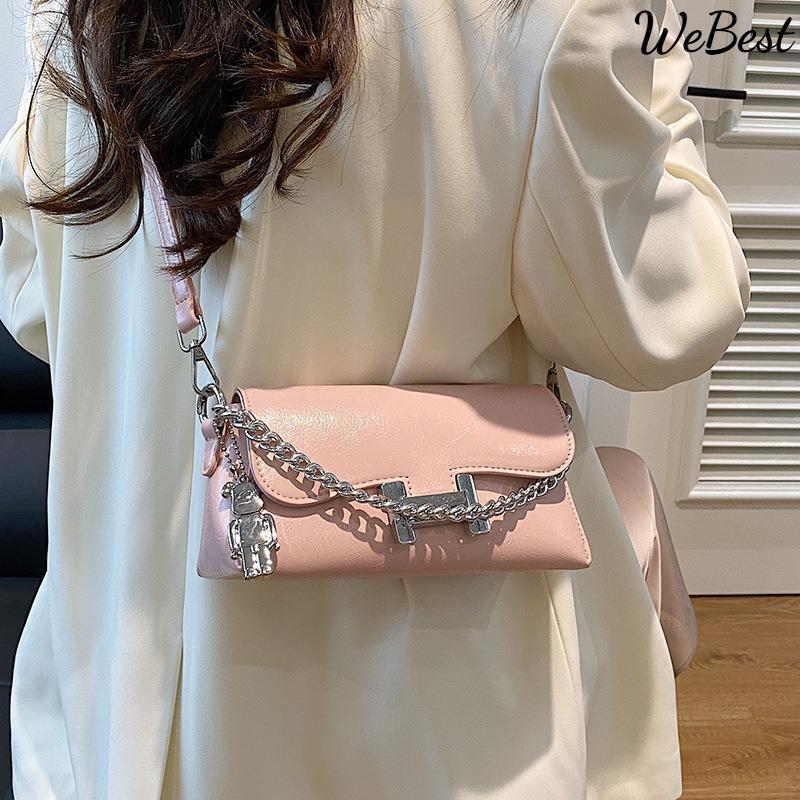 

Shoulder Slanting Bag Chain Small Square Bag Niche Design Tote Bag срібний