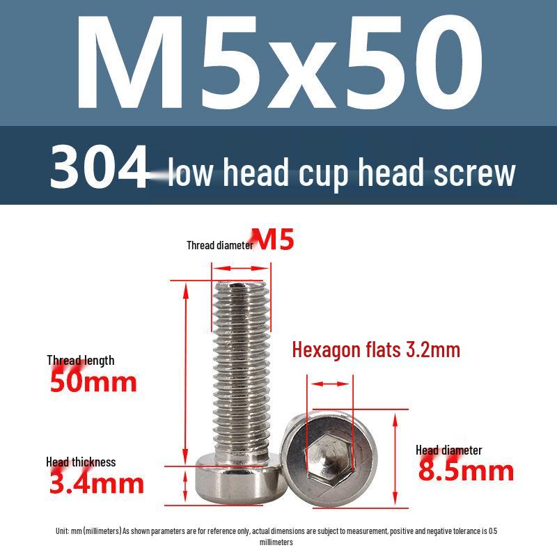 304 Edelstahl Flachkopf Innensechskant Maschinenschrauben M3-M10