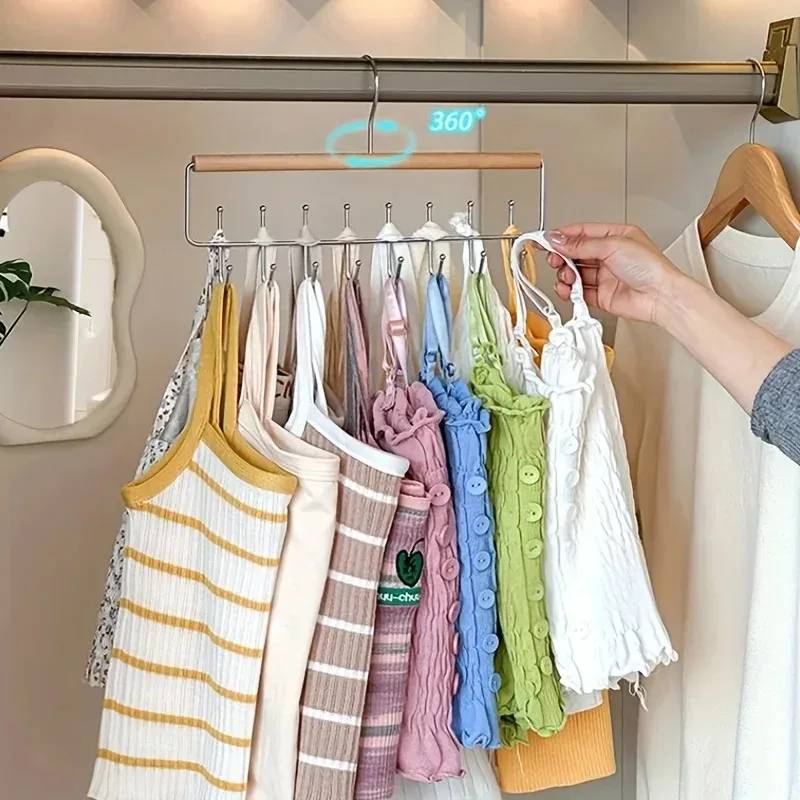 Wooden Multifunctional Hat Display Rack with Hooks Modern Organizer for Coats Clothes Entryway Hallway and Store Decor