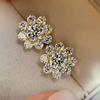 Silver Color Flower Stud Earrings for Women Luxury Inlay Dazzling CZ Stone Fashion Versatile Female Jewelry Drop Shipping