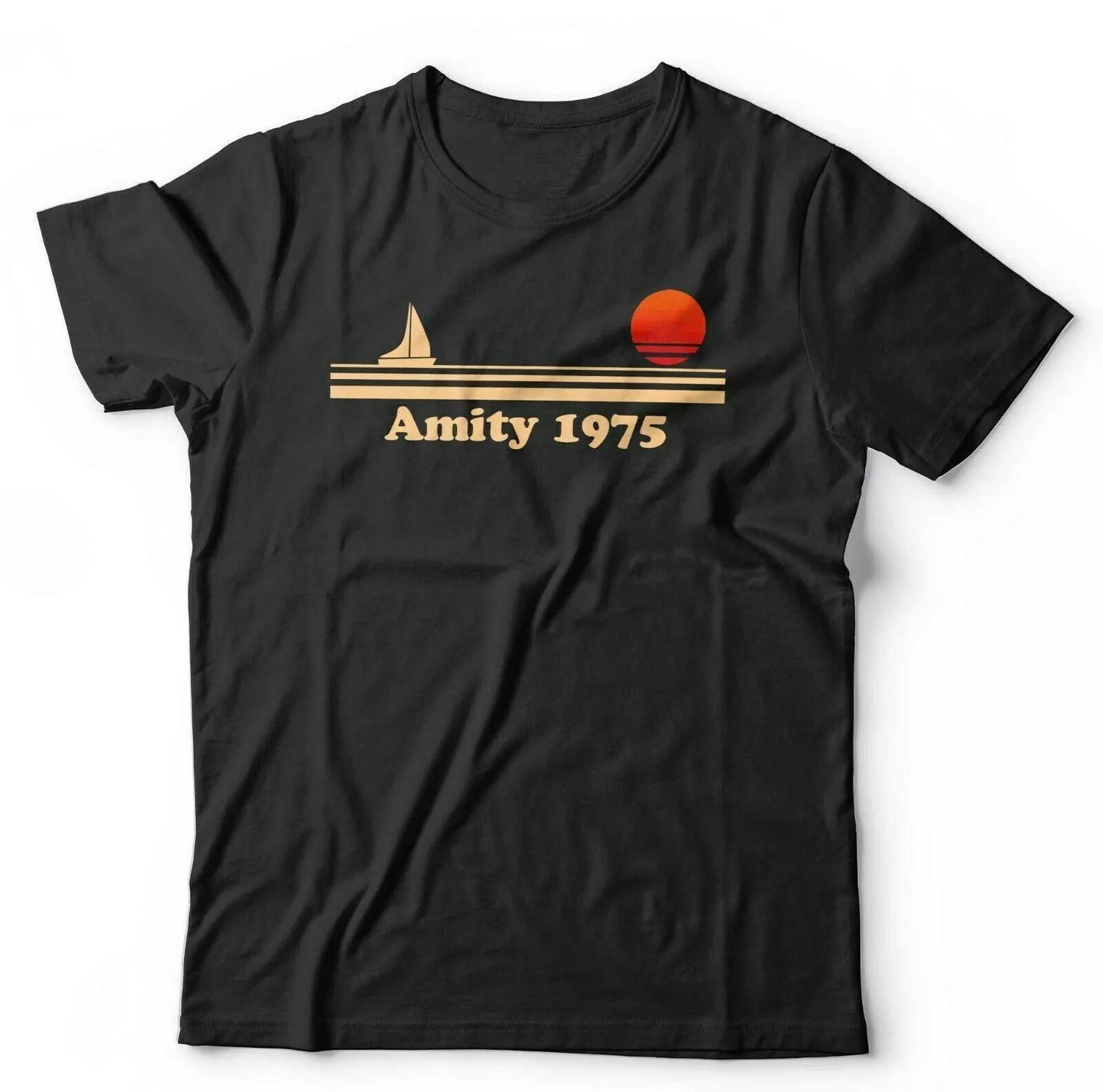 Jaws T-Shirt Amity 1975 Unisex Shark Retro Vintage 70s Horror Film Quint 3XL