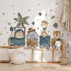 Watercolor Animal Train Wall Stickers, Jungle Adventure Kids Room Decor, Self-Adhesive Wall Art for Kindergarten Nursery Decoration