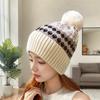 Winter Cashmere Woolen Hat for Women Fashionable and Versatile Warm and Cold Proof Wool Ball Knitted Hat Plus Velvet Thickened Cold Hat