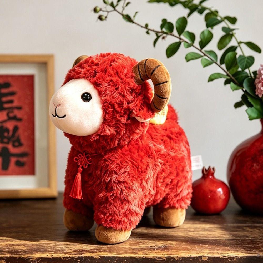Curly Wool Plush Sheep Toy Soft Fabric Fluffy Mascot Plush Soft Lamb Stuffed Doll Home Decoration