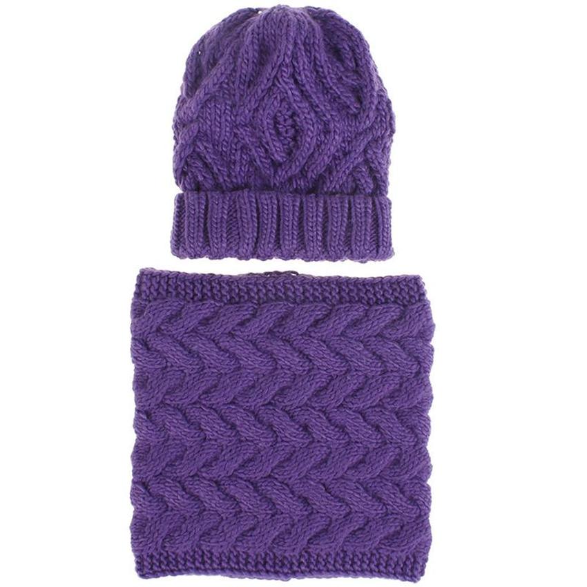 Conjunto de chapéu e cachecol feminino feminino gorro tricotado pescoço mais quente boné lanoso de inverno térmico