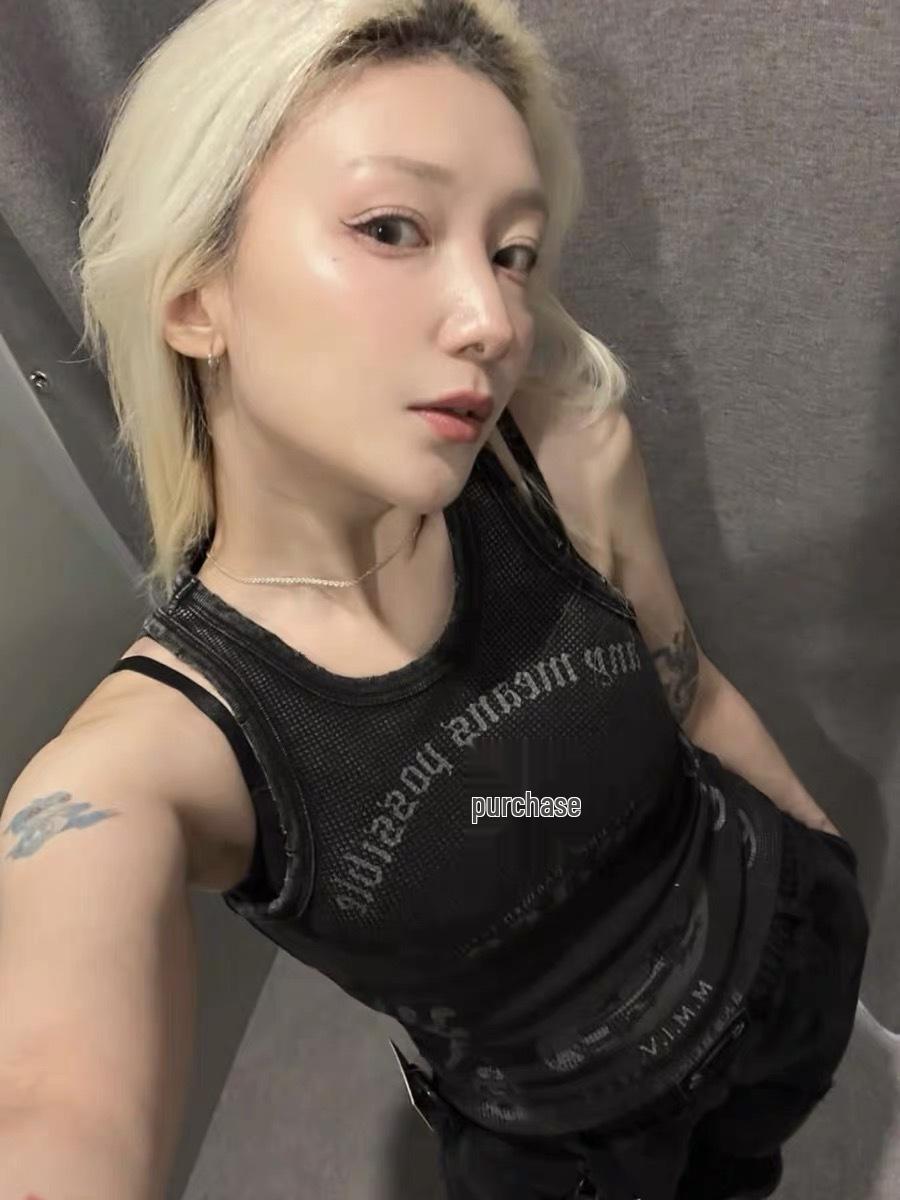 Korean Badblood BCAC Series American Spicy Girl Retro Letter Print Tank Top S