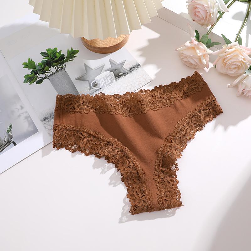 1Pc Sexy Cotton Brazilian Underwear Sexy Lace Panties for Women Female Low Waist Floral Lingerie Briefs Ladies Intimates