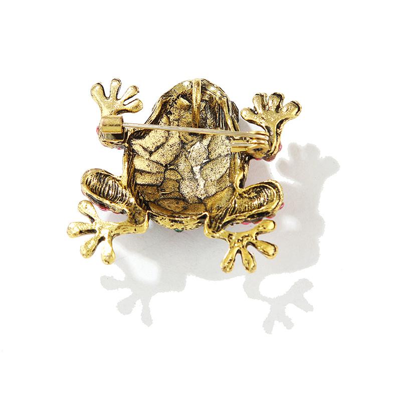 Fashion Retro Rhinestone Frog Brooches For Women Clothing Coat Jewelry Accessries Gifts