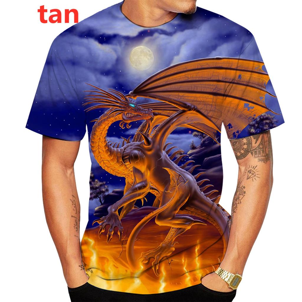 Blue Dragon 3D Printed T-Shirt Sports Loose Oversized Tops O-Neck Short Sleeve Tee