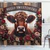 Highland Cattle Waterproof Shower Curtain, Punch-Free Polyester Curtain for Shower Room or Door Partition
