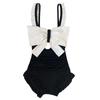 Bow Swimming Suit Women's Spa One-piece Swimwear South Korea Ins Obscure Belly Showing Thin Halter Sexy Beachwear