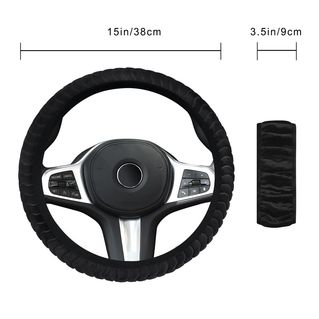 Car Steering Wheel Covers Premium Soft Fur High-density Warm Plush 38CM Auto Steering Wheel Plush Decoration Cover