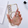 Suitable for Samsung S24 Electroplated Transparent Mobile Phone Case Full Inclusive Lens Film S22ultraCD Pattern Magnetic S23 Soft Case