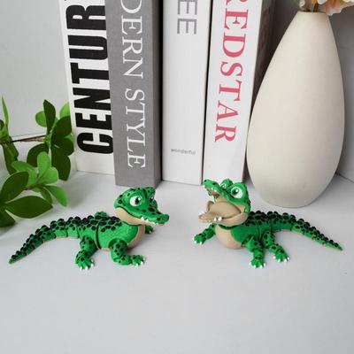 Realistic Small Crocodile Toy Statue 3D Printing Toy Joints Movable Crocodile Zoo Small Animal Desktop Decor Children Funny Gift