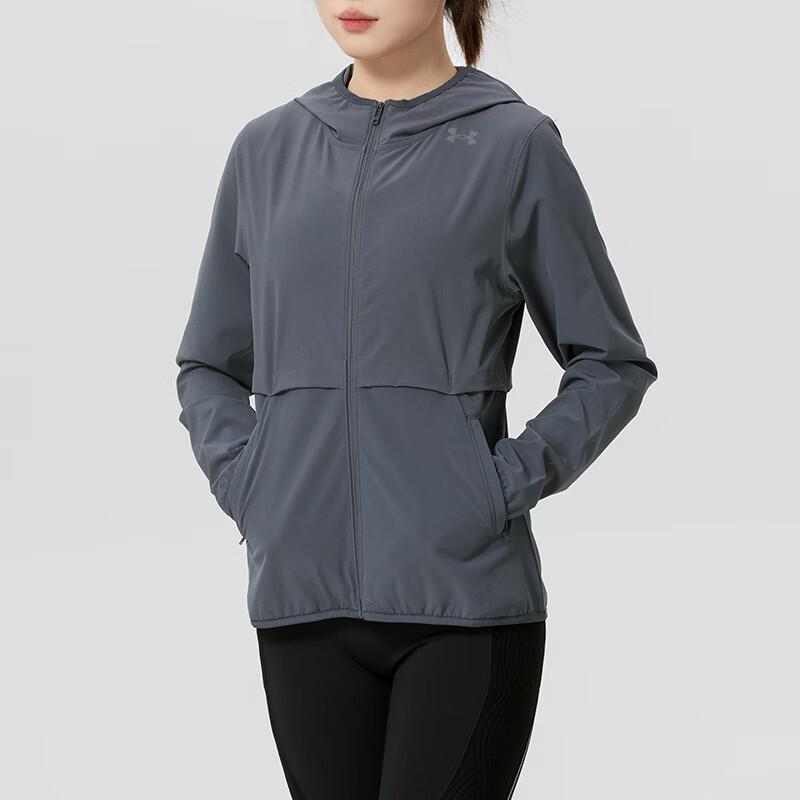 Under Armour Windproof Water-Resistant Fitness Training Woven Hooded Long Sleeve Running Jacket Women jackets 6009542-025