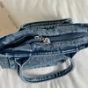Mini Borsa Tote in Denim Lavato con Design a Lettere Ricamate Manico Superiore Borsa a Mano Piccola Casual per Donne Quotidiana
