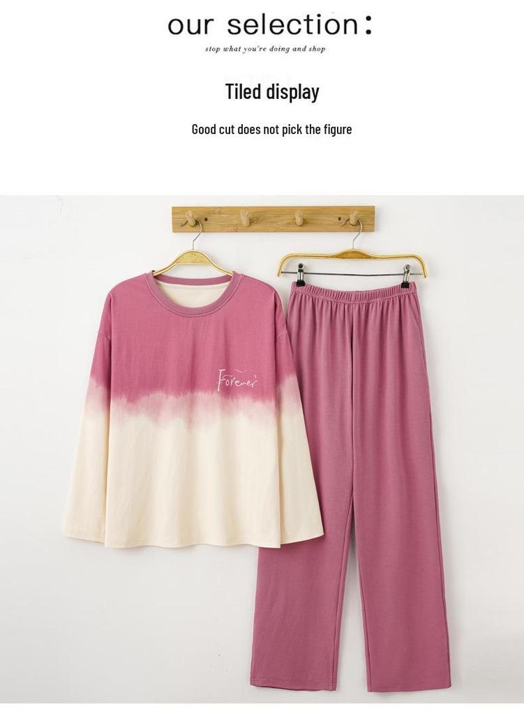Women's Cartoon Cotton Pajama Set – Long Sleeve, Long Pants, Casual Wear for Spring & Autumn, Wearable Outdoors, Two-Piece.