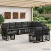 Outdoor Sofa Set Black Polyester