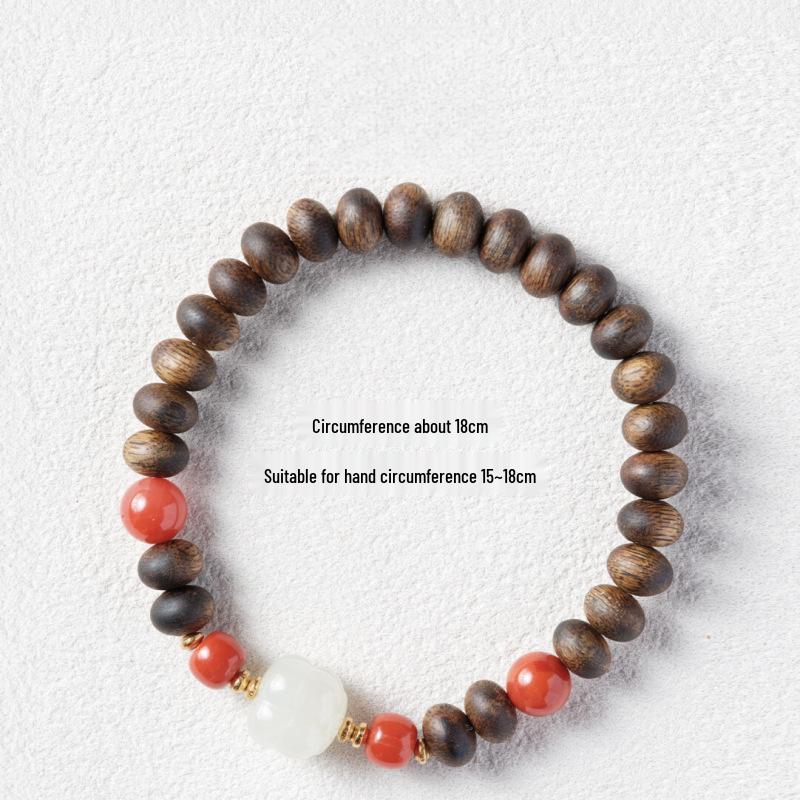Hainan Agarwood Abacus Bead Bracelet with Nan Hong Inlay for Cultural Enthusiasts 6mm
