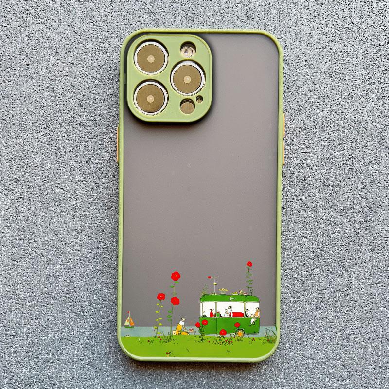 Cute Vacation On Beach Cartoon Phone Case for iPhone 16 15 14 Pro Max Plus 11 12 13 Pro Max Mini XR XS X SE2 Shockproof Covers