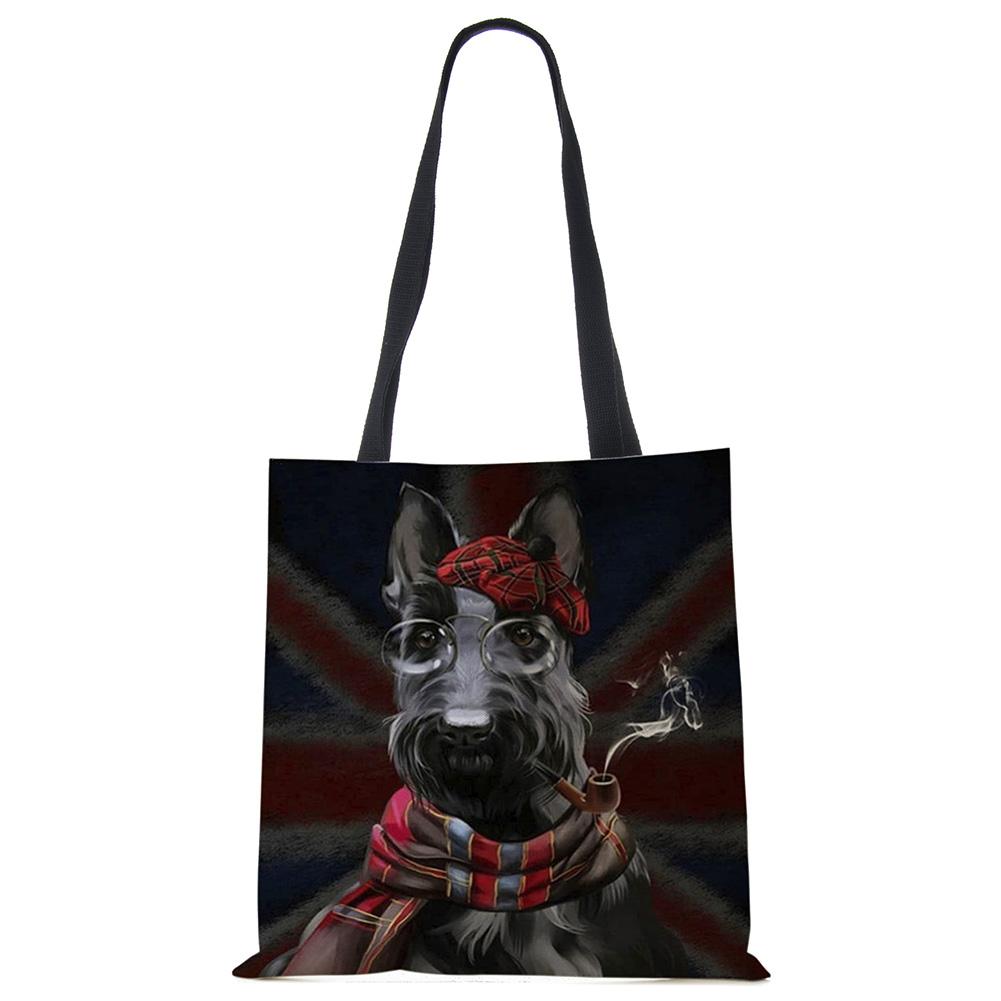 Schnauzer Dog Painting Handbags For Women Lady Korean Shoulder Bag Casual Shopping Shopper Bags Large Capacity CLE