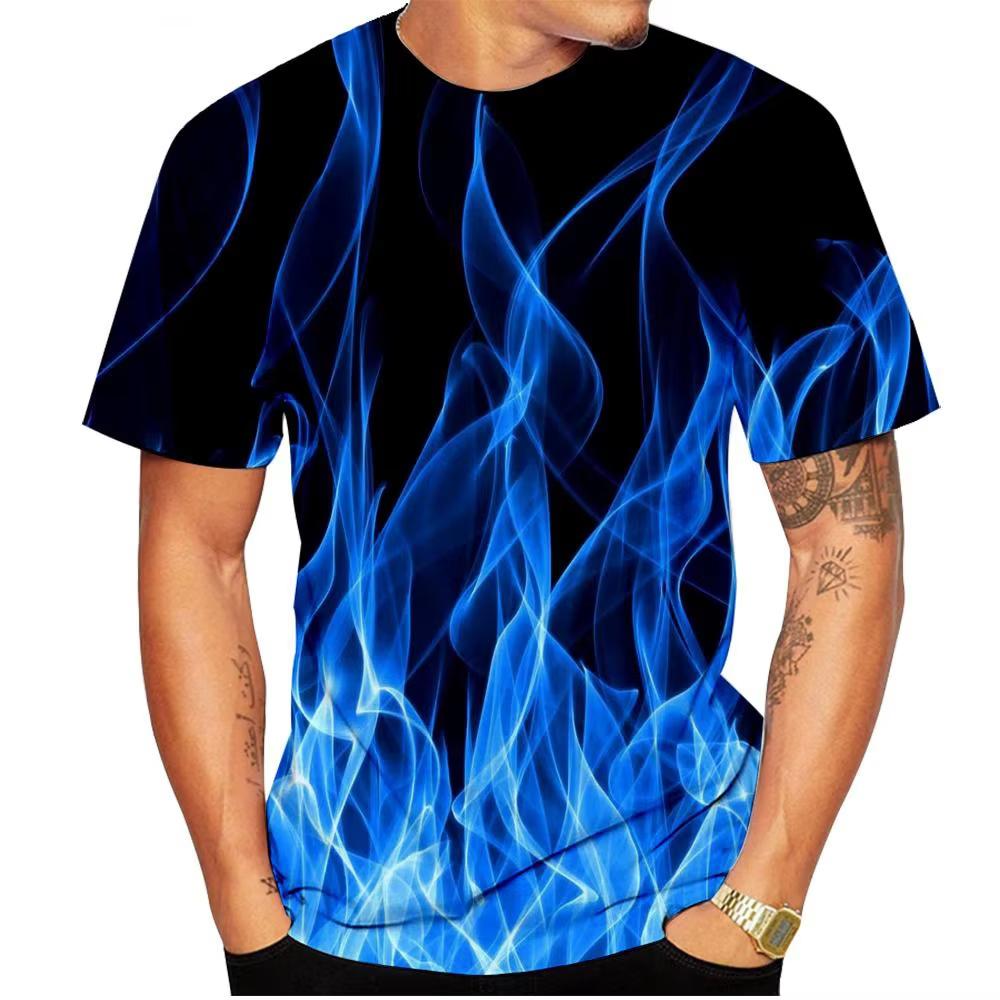 Flame Pattern 3D Printed Men's And Women's T-shirt Hip Hop Short Sleeve T-shirt Plus Size Streetwear Harajuku Y2k Top