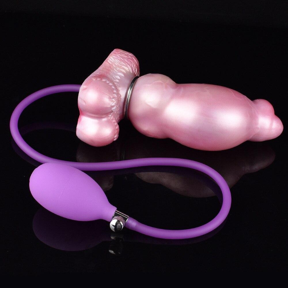 Měkký silikonový nafukovací anální kolík Anální dilatátor Ženský masturbátor Dildo Sexuální hračka Realistický penis Big Dick