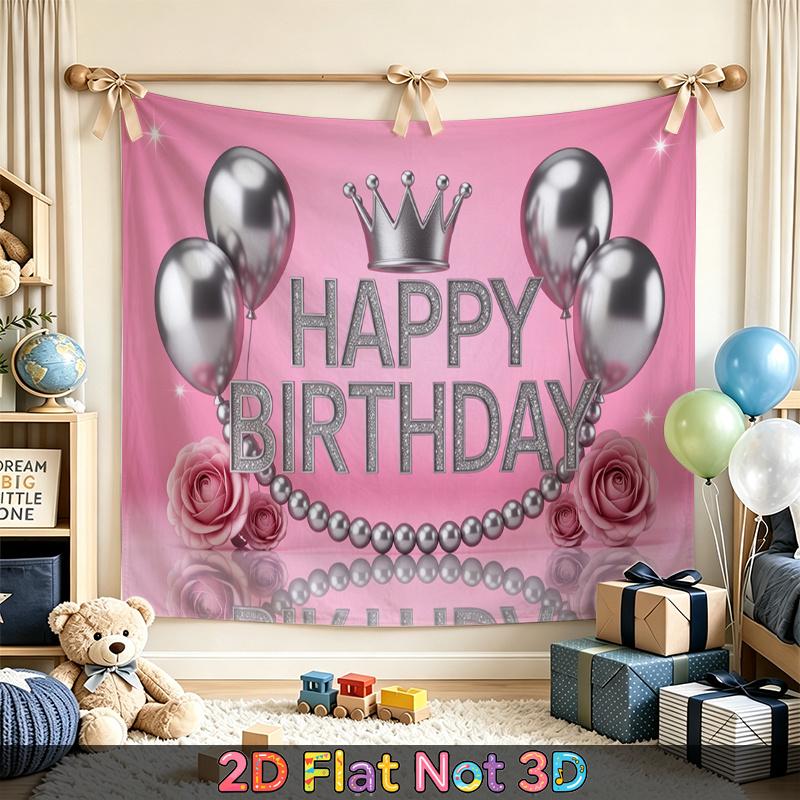 Party Backdrop Birthday Crown Silver Elegant Celebration Photo Background Front Door Decor