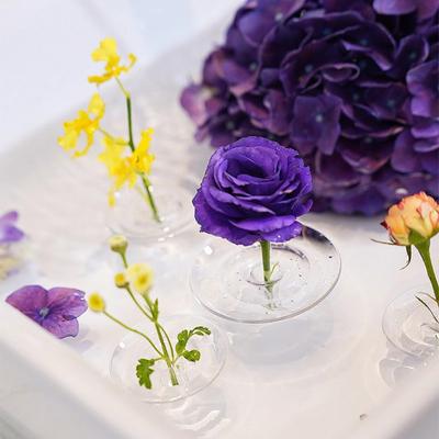 Floating Floral Arrangement Holder Clear Floating Flower Bowl Stem Holder Floating Mini Vase for Bowls Fish Tanks Dining Table Centerpiece