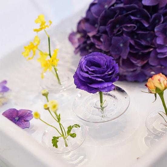 Pływający Uchwyt na Kompozycję Kwiatową Przezroczysta Pływająca Miska na Kwiaty Uchwyt na Łodygi Pływający Mini Wazon do Misek Akwariów Dekoracja Stołu Jadalnego