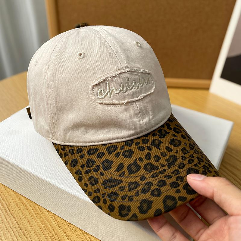 Vintage Spice Girl Leopard Print Baseball Cap Women's Four Seasons Versatile Tide Letter Embroidery Face Small Cap Men