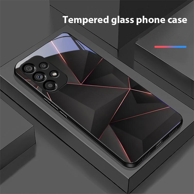 Preto Prisma Para Samsung Galaxy S10 20 Plus 21 FE 22 23 24 FE 25 Ultra Capa de Telefone de Vidro Temperado Preto Casca Rígida