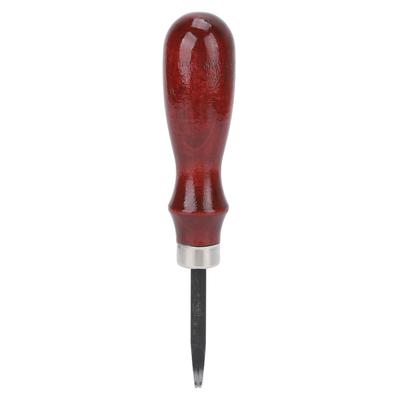 Leather Beveler 0.8mm 0.03in Steel Material Sandalwood Curved Handle Easy DIY Trimming Portable Skiver Leather Tool