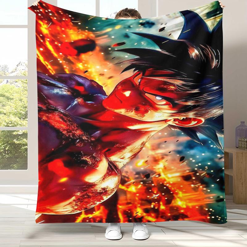 Anime D-Dragon Ball Game Cartoon Flannel Blanket,Ultra Soft Warm Plush Throw for Home Bedroom Bed Sofa Cover Office Camping