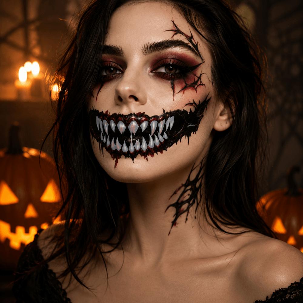 Scary Bloodiness Big Mouth Tattoo Sticker DIY Temporary Scar Stickers  Kids Gift
