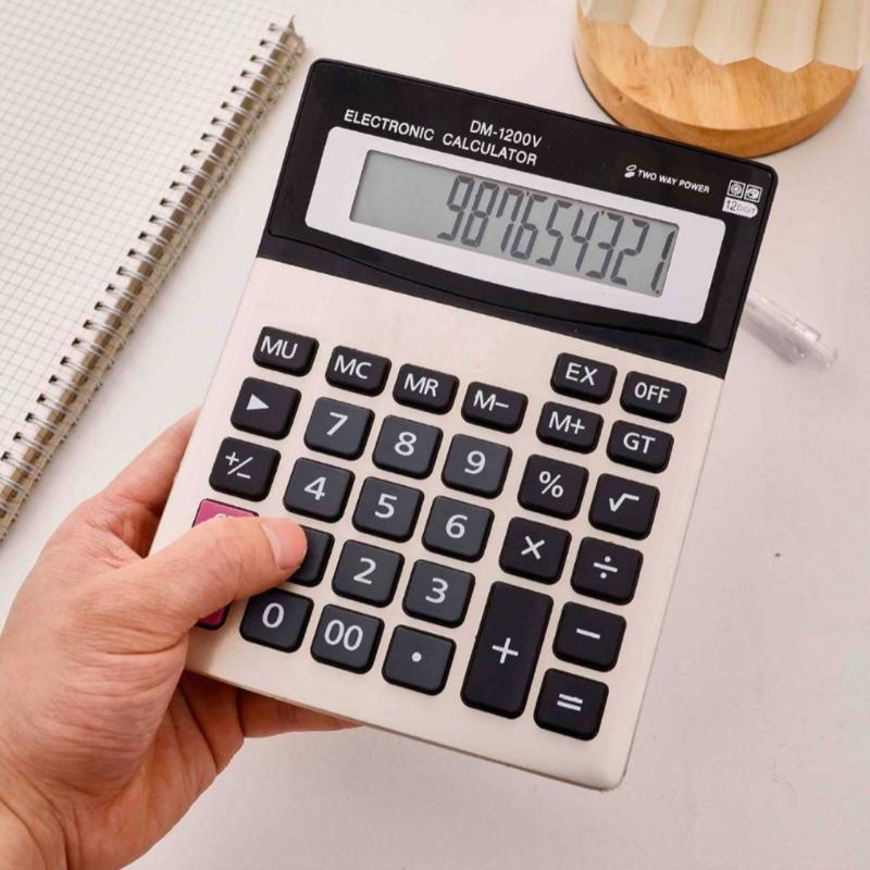 Portable 12 Digit Calculator with Comprehensive Functions for Home and Classroom Use
