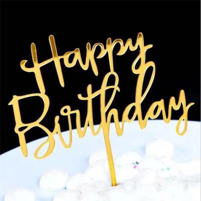 Nový 1 ks růžově zlatý stříbrný růžový Happy Birthday akrylový nápis na dort k 1. narozeninám, potřeby pro dekoraci dortu