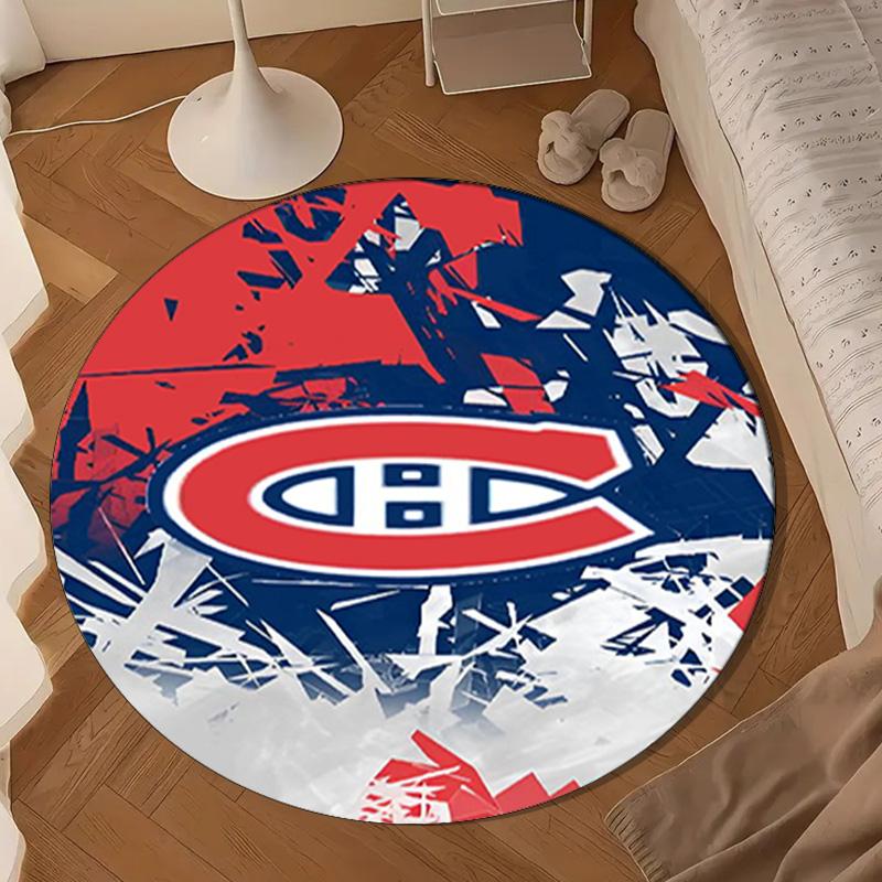 Canadiens Hockey Team Round Rug for Livingroom,Bedroom, Palyroom, Chair Rug, Area rug, Circle Carpet, Large Size Decor Fan Christmas gift