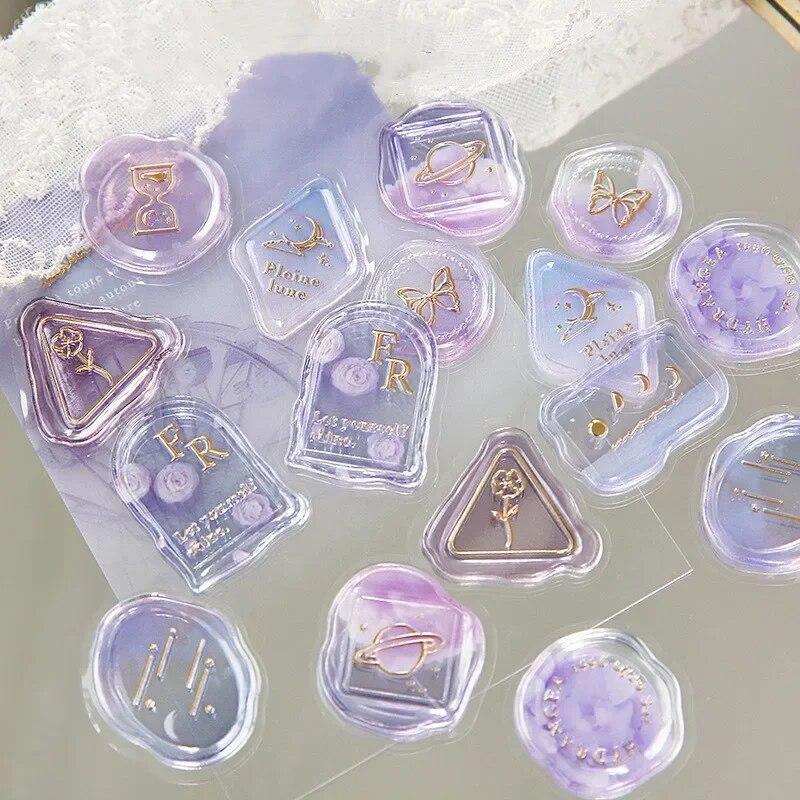 18pcs/20pcs Bag Wax Seals Stamp Sticker for Kid Vintage European Style Candy Color Sticker for Children DIY Decroative Scrapbook