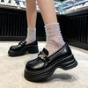 Platform loafers women's 2025 autumn new British style versatile and comfortable jk small leather shoes one pedal muffin single shoes